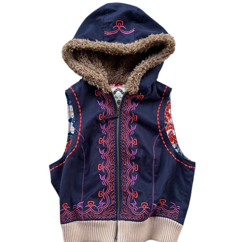 Free People embroidered hoodie vest